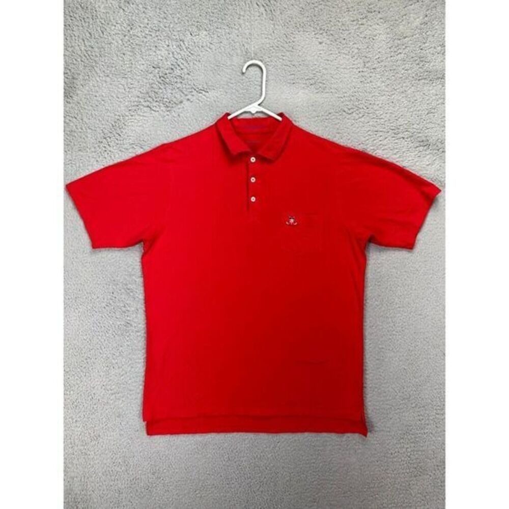 B. Draddy Shirt Mens Large Red Pima Cotton Blend Stretch Polo Rugby Short Sleeve